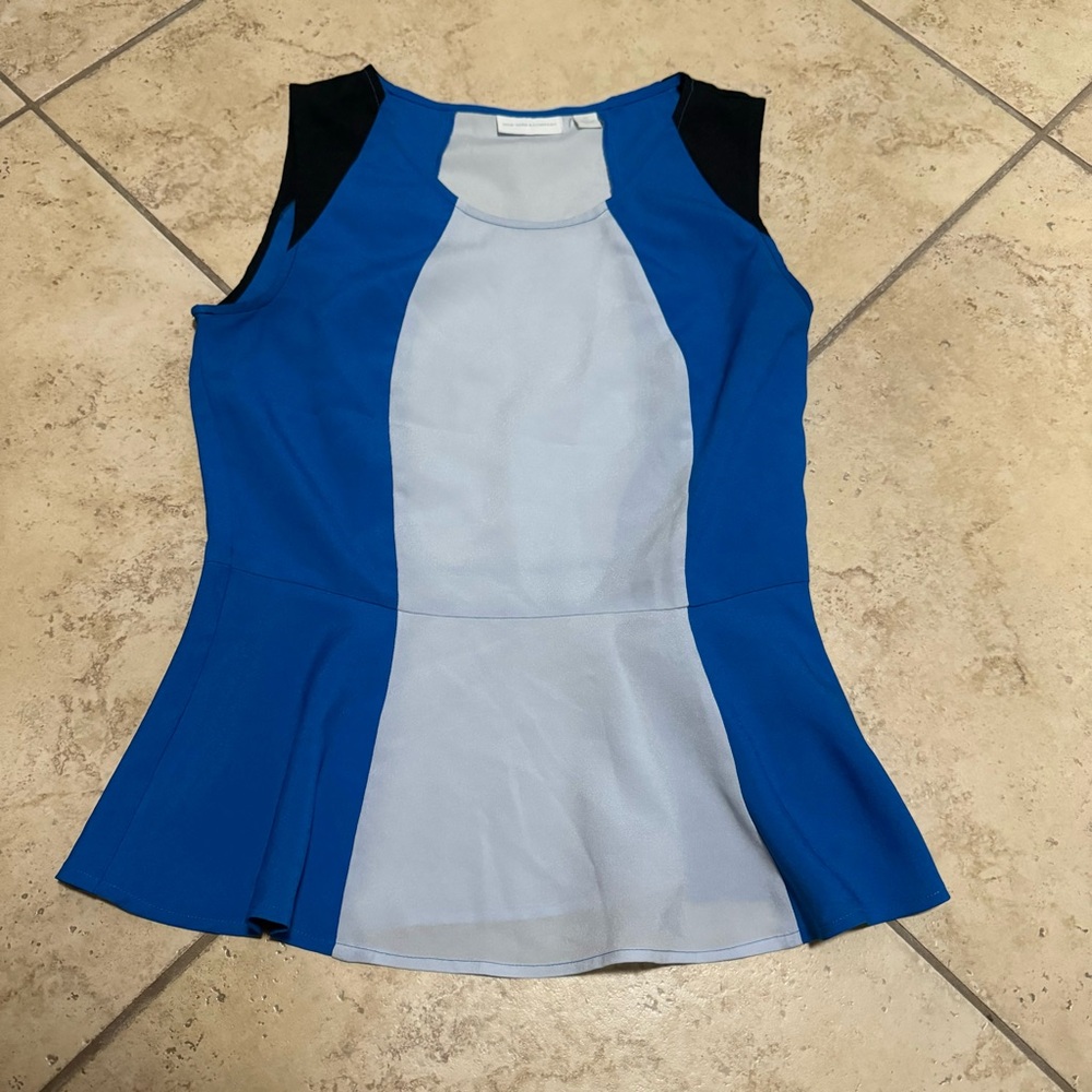 New York & Company Blue and Black Sleeveless Blouse